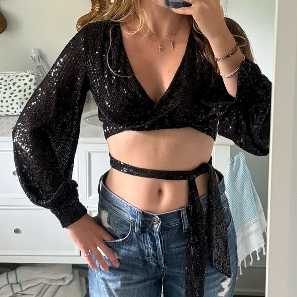 Adika sequin wrap top - Picture 2 of 4